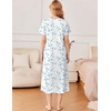 image:imageEkouaer Long Nightgowns for Women Cotton Nightgown Short Sleeve Sleepdress with Pockets Full Length SleepshirtBlue Line Florals