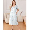 image:imageEkouaer Long Nightgowns for Women Cotton Nightgown Short Sleeve Sleepdress with Pockets Full Length SleepshirtBlue Line Florals