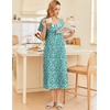 image:imageEkouaer Long Nightgowns for Women Cotton Nightgown Short Sleeve Sleepdress with Pockets Full Length SleepshirtGreen White Flower
