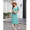 image:imageEkouaer Long Nightgowns for Women Cotton Nightgown Short Sleeve Sleepdress with Pockets Full Length SleepshirtGreen White Flower