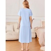 image:imageEkouaer Long Nightgowns for Women Cotton Nightgown Short Sleeve Sleepdress with Pockets Full Length SleepshirtLight Blue