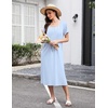 image:imageEkouaer Long Nightgowns for Women Cotton Nightgown Short Sleeve Sleepdress with Pockets Full Length SleepshirtLight Blue