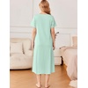 image:imageEkouaer Long Nightgowns for Women Cotton Nightgown Short Sleeve Sleepdress with Pockets Full Length SleepshirtLight Green