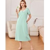 image:imageEkouaer Long Nightgowns for Women Cotton Nightgown Short Sleeve Sleepdress with Pockets Full Length SleepshirtLight Green