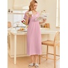 image:imageEkouaer Long Nightgowns for Women Cotton Nightgown Short Sleeve Sleepdress with Pockets Full Length SleepshirtPink