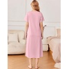 image:imageEkouaer Long Nightgowns for Women Cotton Nightgown Short Sleeve Sleepdress with Pockets Full Length SleepshirtPink