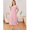 image:imageEkouaer Long Nightgowns for Women Cotton Nightgown Short Sleeve Sleepdress with Pockets Full Length SleepshirtPink