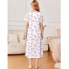 image:imageEkouaer Long Nightgowns for Women Cotton Nightgown Short Sleeve Sleepdress with Pockets Full Length SleepshirtPurple Line Florals