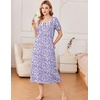 image:imageEkouaer Long Nightgowns for Women Cotton Nightgown Short Sleeve Sleepdress with Pockets Full Length SleepshirtPurple Polka Dots