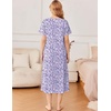 image:imageEkouaer Long Nightgowns for Women Cotton Nightgown Short Sleeve Sleepdress with Pockets Full Length SleepshirtPurple Polka Dots