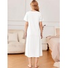 image:imageEkouaer Long Nightgowns for Women Cotton Nightgown Short Sleeve Sleepdress with Pockets Full Length SleepshirtWhite