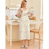 image:imageEkouaer Long Nightgowns for Women Cotton Nightgown Short Sleeve Sleepdress with Pockets Full Length SleepshirtYellow Green Leaves