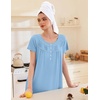 image:imageEkouaer Moo Moos for Women House Dress with Pockets Short Sleeve Mumu Dress Button Down Nightgown Soft Sleepwear SXXXLLight Blue