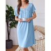 image:imageEkouaer Moo Moos for Women House Dress with Pockets Short Sleeve Mumu Dress Button Down Nightgown Soft Sleepwear SXXXLLight Blue