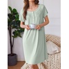 image:imageEkouaer Moo Moos for Women House Dress with Pockets Short Sleeve Mumu Dress Button Down Nightgown Soft Sleepwear SXXXLLight Green