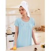 image:imageEkouaer Moo Moos for Women House Dress with Pockets Short Sleeve Mumu Dress Button Down Nightgown Soft Sleepwear SXXXLPale Blue
