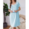 image:imageEkouaer Moo Moos for Women House Dress with Pockets Short Sleeve Mumu Dress Button Down Nightgown Soft Sleepwear SXXXLPale Blue