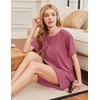 image:imageEkouaer Nightgowns for Women 2 Pack Bamboo Viscose Sleep Shirts Short Sleeve Nightshirt Comfy Sleepdress Soft SleepwearBlackCherry