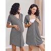 image:imageEkouaer Nightgowns for Women 2 Pack Button Down Sleep Shirts Short Sleeve Night Shirts V Neck Sleepwear Soft Pajama DressBlackGrey