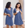 image:imageEkouaer Nightgowns for Women 2 Pack Button Down Sleep Shirts Short Sleeve Night Shirts V Neck Sleepwear Soft Pajama DressBlackNavy