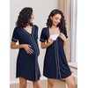image:imageEkouaer Nightgowns for Women 2 Pack Button Down Sleep Shirts Short Sleeve Night Shirts V Neck Sleepwear Soft Pajama DressBlackNavy Blue
