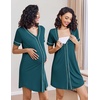 image:imageEkouaer Nightgowns for Women 2 Pack Button Down Sleep Shirts Short Sleeve Night Shirts V Neck Sleepwear Soft Pajama DressBlackPeacock Blue