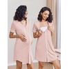 image:imageEkouaer Nightgowns for Women 2 Pack Button Down Sleep Shirts Short Sleeve Night Shirts V Neck Sleepwear Soft Pajama DressBlackPink