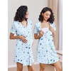 image:imageEkouaer Nightgowns for Women 2 Pack Button Down Sleep Shirts Short Sleeve Night Shirts V Neck Sleepwear Soft Pajama DressNavy BlueMoon