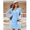 image:imageEkouaer Nightgowns for Women 2 Pack Button Down Sleepshirt Short Sleeve Nightshirt Soft Sleepwear V Neck Pajama DressBlackLight Blue