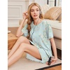 image:imageEkouaer Nightgowns for Women Bamboo Viscose Night Gown Short Sleeve Sleep Shirt Cooling Nightshirt Soft Sleepwear SXXXLGreen Daisy