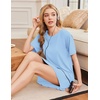 image:imageEkouaer Nightgowns for Women Bamboo Viscose Night Gown Short Sleeve Sleep Shirt Cooling Nightshirt Soft Sleepwear SXXXLLight Blue