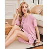 image:imageEkouaer Nightgowns for Women Bamboo Viscose Night Gown Short Sleeve Sleep Shirt Cooling Nightshirt Soft Sleepwear SXXXLPink