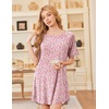 image:imageEkouaer Nightgowns for Women Bamboo Viscose Night Gown Short Sleeve Sleep Shirt Cooling Nightshirt Soft Sleepwear SXXXLPink Floral