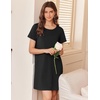image:imageEkouaer Nightgowns for Women Cotton Sleepshirts Short Sleeve Nightshirt Tshirt Night Gown Casual Sleepdress Comfy NightdressBlack