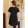 image:imageEkouaer Nightgowns for Women Cotton Sleepshirts Short Sleeve Nightshirt Tshirt Night Gown Casual Sleepdress Comfy NightdressBlack
