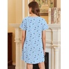 image:imageEkouaer Nightgowns for Women Cotton Sleepshirts Short Sleeve Nightshirt Tshirt Night Gown Casual Sleepdress Comfy NightdressBlue Moon
