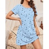 image:imageEkouaer Nightgowns for Women Cotton Sleepshirts Short Sleeve Nightshirt Tshirt Night Gown Casual Sleepdress Comfy NightdressBlue Moon