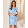 image:imageEkouaer Nightgowns for Women Cotton Sleepshirts Short Sleeve Nightshirt Tshirt Night Gown Casual Sleepdress Comfy NightdressBlue Moon