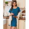image:imageEkouaer Nightgowns for Women Cotton Sleepshirts Short Sleeve Nightshirt Tshirt Night Gown Casual Sleepdress Comfy NightdressDark Blue