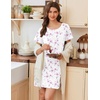 image:imageEkouaer Nightgowns for Women Cotton Sleepshirts Short Sleeve Nightshirt Tshirt Night Gown Casual Sleepdress Comfy NightdressFloral Purple White