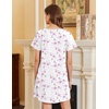 image:imageEkouaer Nightgowns for Women Cotton Sleepshirts Short Sleeve Nightshirt Tshirt Night Gown Casual Sleepdress Comfy NightdressFloral Purple White
