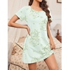 image:imageEkouaer Nightgowns for Women Cotton Sleepshirts Short Sleeve Nightshirt Tshirt Night Gown Casual Sleepdress Comfy NightdressLight Green Floral