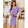 image:imageEkouaer Nightgowns for Women Cotton Sleepshirts Short Sleeve Nightshirt Tshirt Night Gown Casual Sleepdress Comfy NightdressLilac