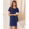 image:imageEkouaer Nightgowns for Women Cotton Sleepshirts Short Sleeve Nightshirt Tshirt Night Gown Casual Sleepdress Comfy NightdressNavy Blue