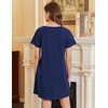 image:imageEkouaer Nightgowns for Women Cotton Sleepshirts Short Sleeve Nightshirt Tshirt Night Gown Casual Sleepdress Comfy NightdressNavy Blue