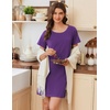 image:imageEkouaer Nightgowns for Women Cotton Sleepshirts Short Sleeve Nightshirt Tshirt Night Gown Casual Sleepdress Comfy NightdressPurple