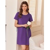 image:imageEkouaer Nightgowns for Women Cotton Sleepshirts Short Sleeve Nightshirt Tshirt Night Gown Casual Sleepdress Comfy NightdressPurple