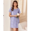 image:imageEkouaer Nightgowns for Women Cotton Sleepshirts Short Sleeve Nightshirt Tshirt Night Gown Casual Sleepdress Comfy NightdressPurple Floral
