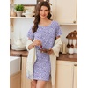 image:imageEkouaer Nightgowns for Women Cotton Sleepshirts Short Sleeve Nightshirt Tshirt Night Gown Casual Sleepdress Comfy NightdressPurple Floral