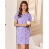 image:imageEkouaer Nightgowns for Women Cotton Sleepshirts Short Sleeve Nightshirt Tshirt Night Gown Casual Sleepdress Comfy NightdressPurple Star